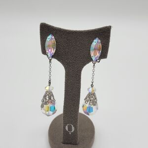 VTG Lewis Segal Califorina Aurora Borealis Crystal Silver tone Dangle Earring